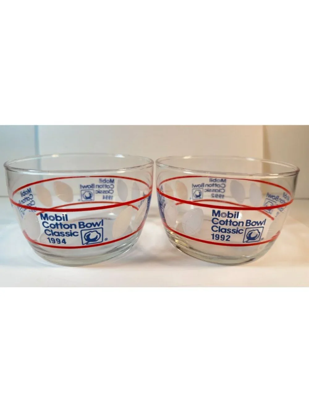 Vintage Football Mobil Cotton Bowl Classic 1994 Glass Snack Candy Cereal Bowl